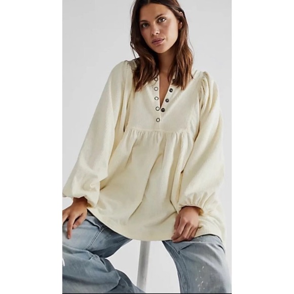 NWT Free People Covered in Corduroy Ivory Tunic size XS - Picture 2 of 9
